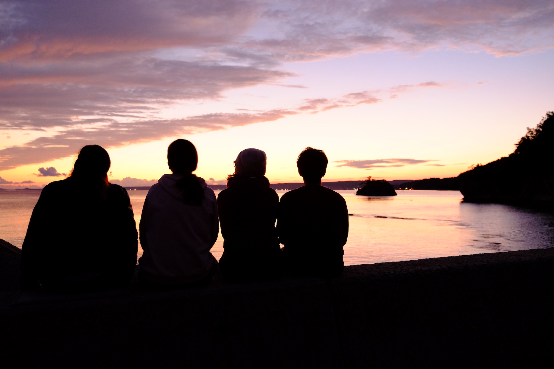 Tour group watching the sunset